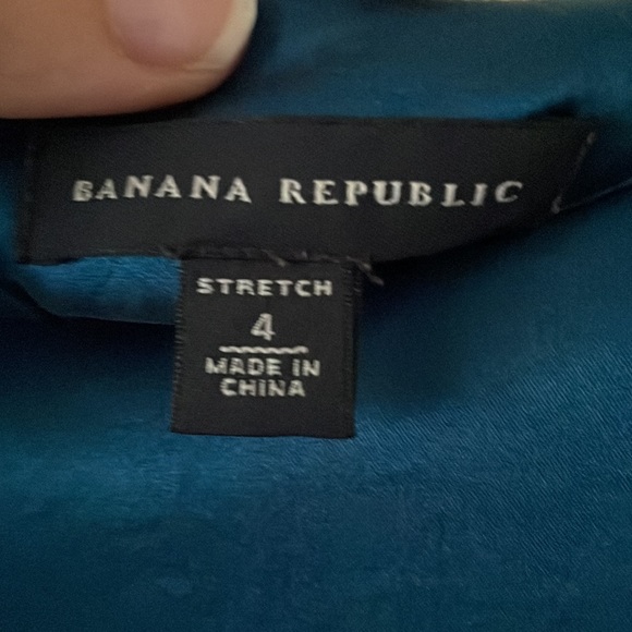 Peacock Blue silk Banana Republic ruched mini dress - Picture 6 of 7